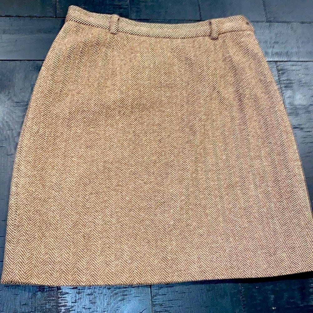 Ralph Lauren Union Made USA Brown Wool Career Limed Skirt Vintage